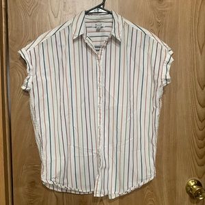 Madewell super cute, multicolored, sleeveless striped, button down top, Xsmall
